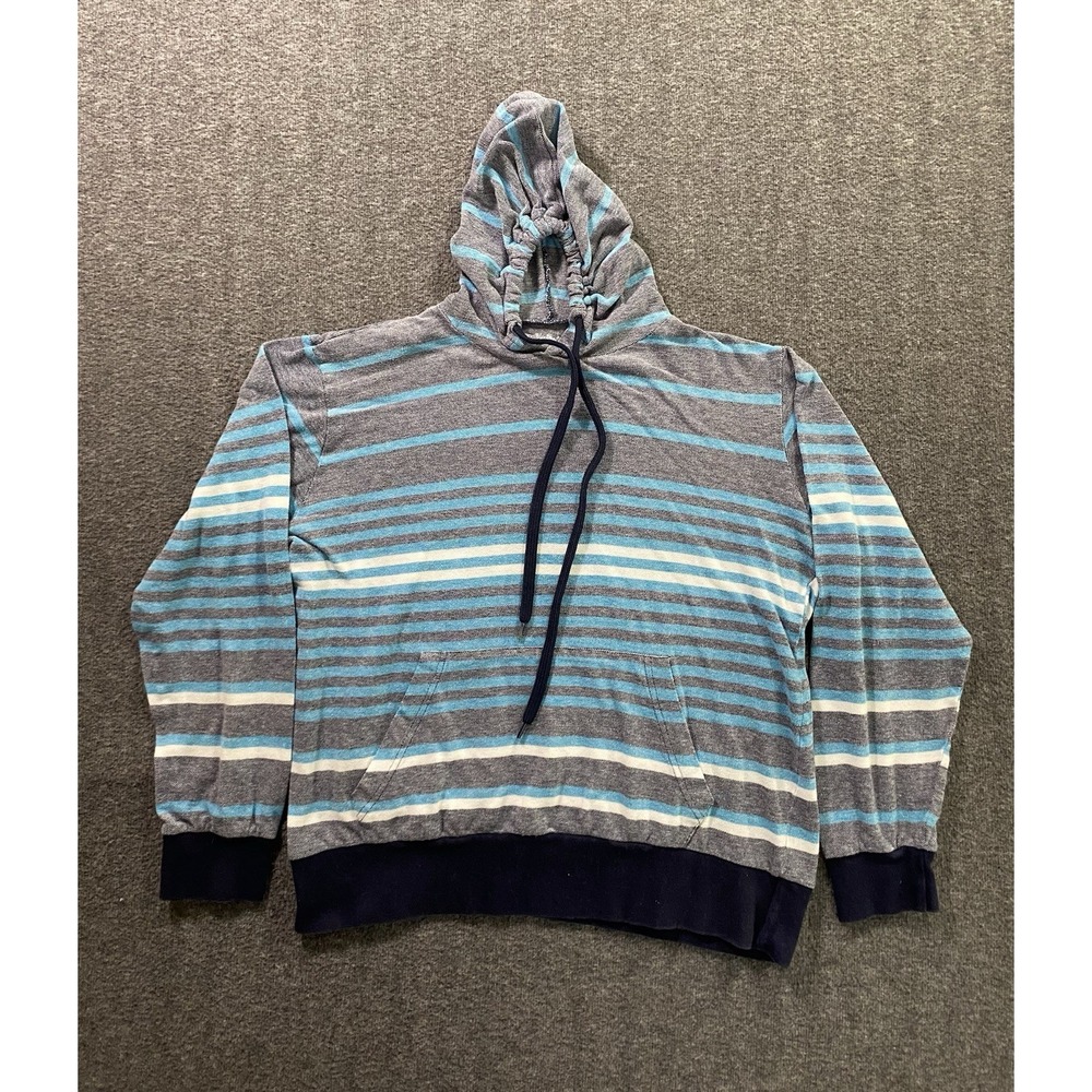 BLUE GEAR T SHIRT HOODIE MULTICOLOR STRIPED SIZE SEE MEASUREMENTS